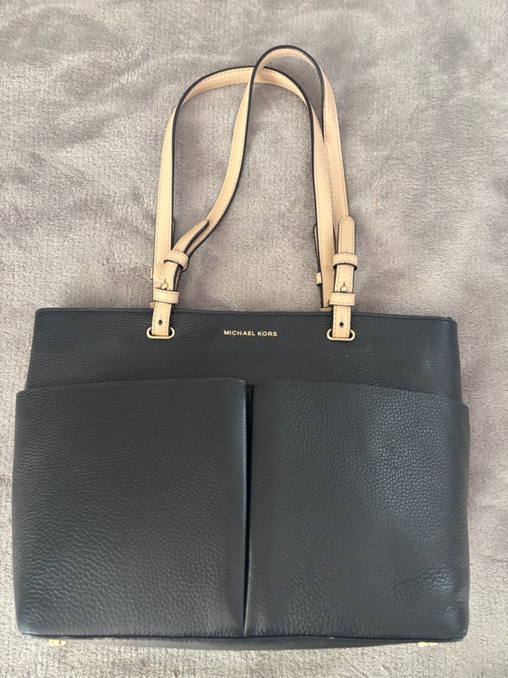 Michael Kors Bedford Medium Pebbled Leather Tote-Black Bag - Picture 10 of 15
